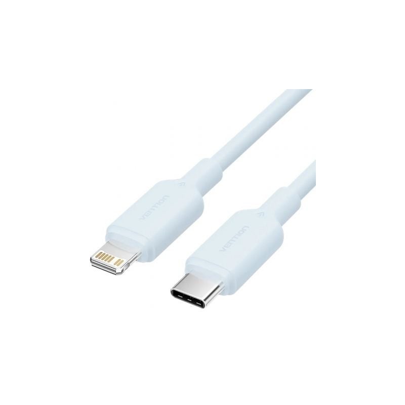 Cable USB 2.0 Tipo-C Lightning Vention LAKSH- USB Tipo-C Macho - Lightning Macho- Hasta 27W- 480Mbps- 2m- Azul