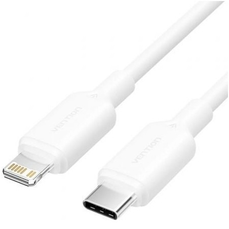 Cable USB 2.0 Tipo-C Lightning Vention LAKWF- USB Tipo-C Macho - Lightning Macho- Hasta 27W- 480Mbps- 1m- Blanco