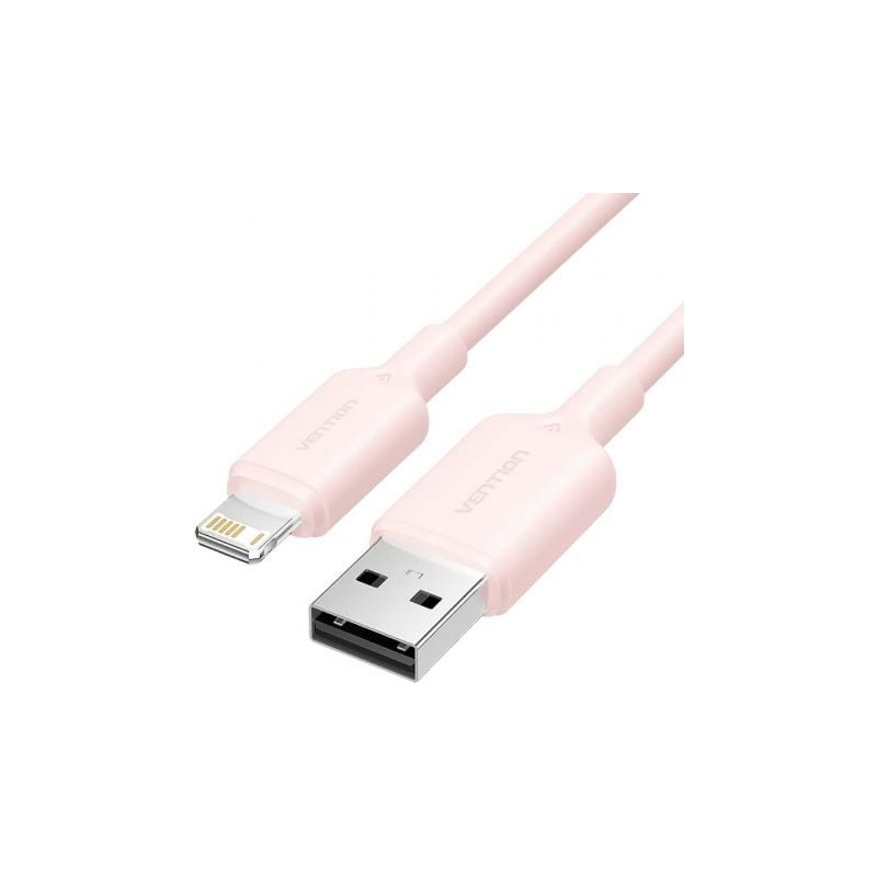 Cable USB 2.0 Lightning Vention LAMPF- USB Macho - Lightning Macho- 480Mbps- 1m- Rosa