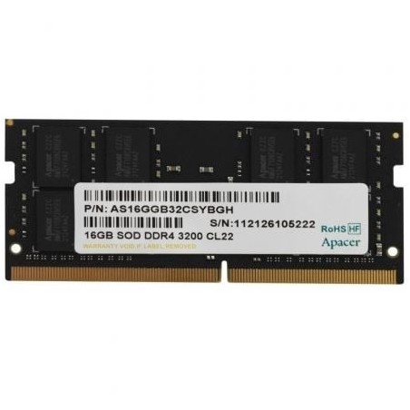 Memoria RAM Apacer ES.16G21.GSH 16GB- DDR4- 3200MHz- 1.2V- CL22- SODIMM