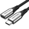 Cable Alargador USB 3.1 Tipo-C Vention TABHF- USB Tipo-C Macho - USB Tipo-C Hembra- Hasta 60W- 5Gbps- 1m- Gris