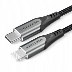 Cable USB 2.0 Tipo-C Lightning Vention TACHF- USB Tipo-C Macho - Lightning Macho- Hasta 27W- 480Mbps- 1m- Gris