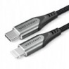 Cable USB 2.0 Tipo-C Lightning Vention TACHF- USB Tipo-C Macho - Lightning Macho- Hasta 27W- 480Mbps- 1m- Gris