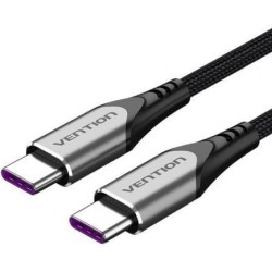 Cable USB 2.0 Tipo-C 5A 100W Vention TAEHH- USB Tipo-C Macho - USB Tipo-C Macho- Hasta 100W- 480Mbps- 2m- Gris