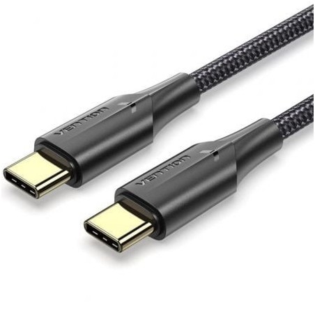 Cable USB 2.0 Tipo-C 3A Vention TAUBD- USB Tipo-C Macho - USB Tipo-C Macho- Hasta 60W- 480Mbps- 50cm- Negro