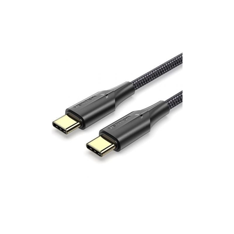 Cable USB 2.0 Tipo-C 3A Vention TAUBH- USB Tipo-C Macho - USB Tipo-C Macho- Hasta 60W- 480Mbps- 2m- Negro