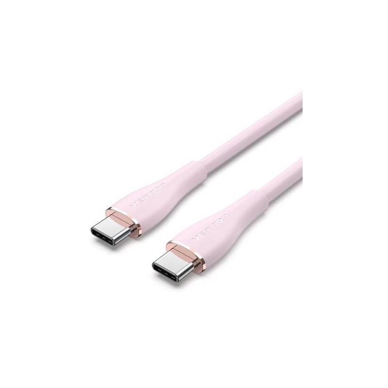 Cable USB 2.0 Tipo-C Vention TAWPF- USB Tipo-C Macho - USB Tipo-C Macho- Hasta 100W- 480Mbps- 1m- Rosa