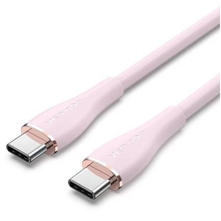 Cable USB 2.0 Tipo-C Vention TAWPF- USB Tipo-C Macho - USB Tipo-C Macho- Hasta 100W- 480Mbps- 1m- Rosa