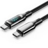 Cable USB 2.0 Tipo-C 5A 100W Vention TAYBAV- USB Tipo-C Macho - USB Tipo-C Macho- Hasta 100W- 480Mbps- 1.2m- con Pantalla LED