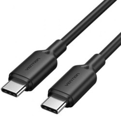 Cable USB 2.0 Tipo-C 3A Vention TRCBF- USB Tipo-C Macho - USB Tipo-C Macho- Hasta 60W- 480Mbps- 1m- Negro
