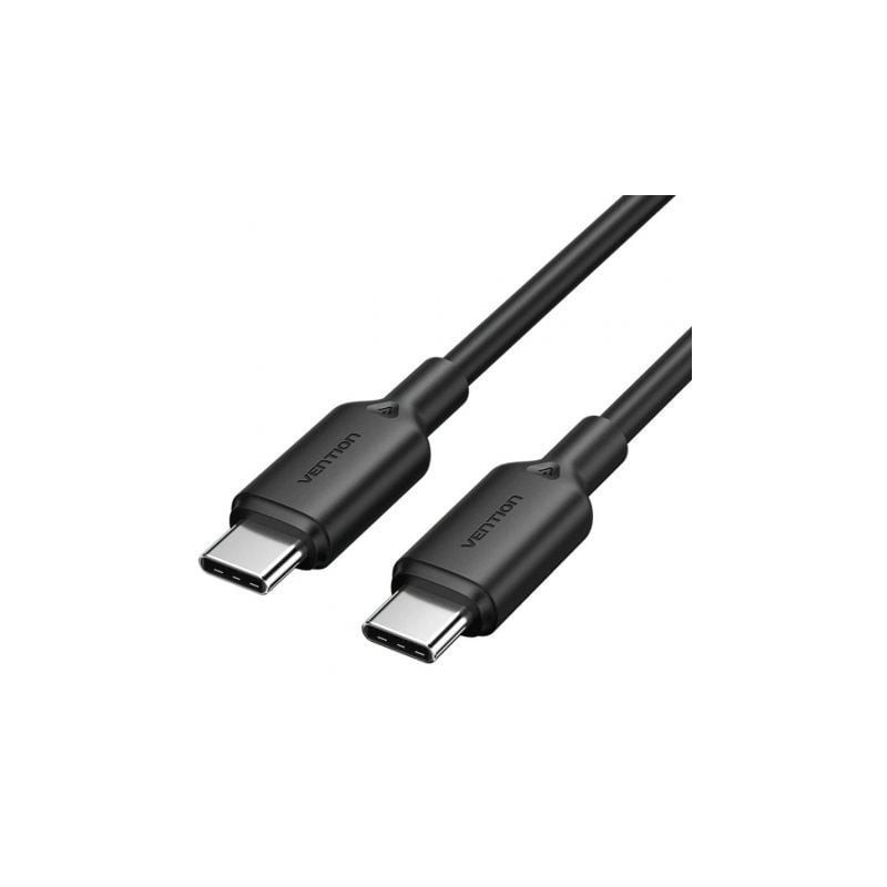 Cable USB 2.0 Tipo-C 3A Vention TRCBF- USB Tipo-C Macho - USB Tipo-C Macho- Hasta 60W- 480Mbps- 1m- Negro
