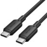 Cable USB 2.0 Tipo-C 3A Vention TRCBF- USB Tipo-C Macho - USB Tipo-C Macho- Hasta 60W- 480Mbps- 1m- Negro