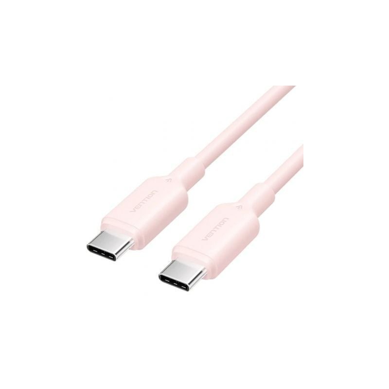Cable USB 2.0 Tipo-C 3A Vention TRCPH- USB Tipo-C Macho - USB Tipo-C Macho- Hasta 60W- 480Mbps- 2m- Rosa