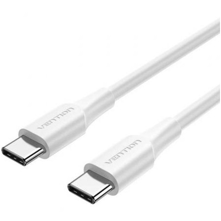 Cable USB 2.0 Tipo-C 3A Vention TRCWF- USB Tipo-C Macho - USB Tipo-C Macho- Hasta 60W- 480Mbps- 1m- Blanco
