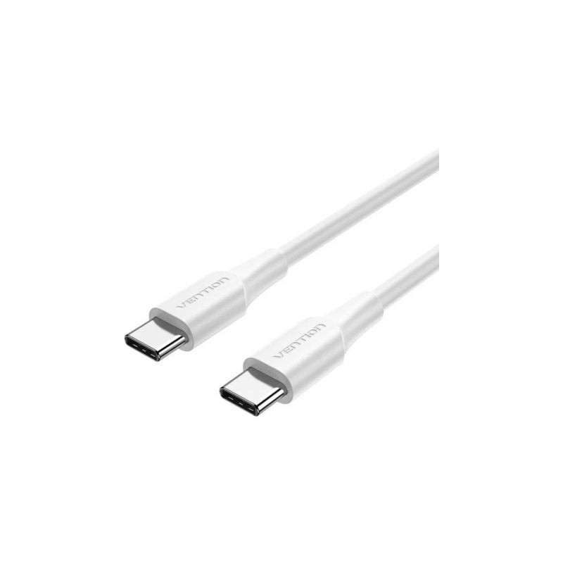 Cable USB 2.0 Tipo-C 3A Vention TRCWH- USB Tipo-C Macho - USB Tipo-C Macho- Hasta 60W- 480Mbps- 2m- Blanco