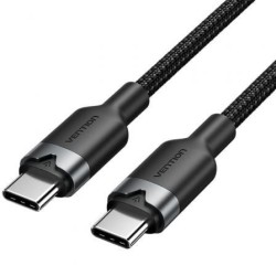 Cable USB 2.0 Tipo-C 3A Vention TRDBH- USB Tipo-C Macho - USB Tipo-C Macho- Hasta 60W- 480Mbps- 2m- Negro