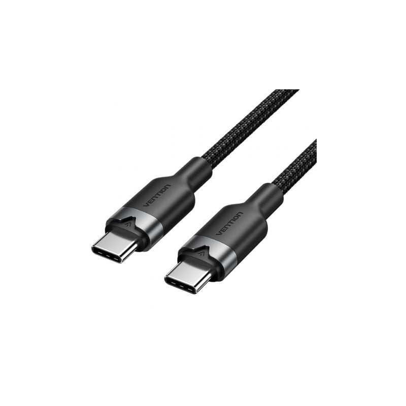 Cable USB 2.0 Tipo-C 3A Vention TRDBH- USB Tipo-C Macho - USB Tipo-C Macho- Hasta 60W- 480Mbps- 2m- Negro