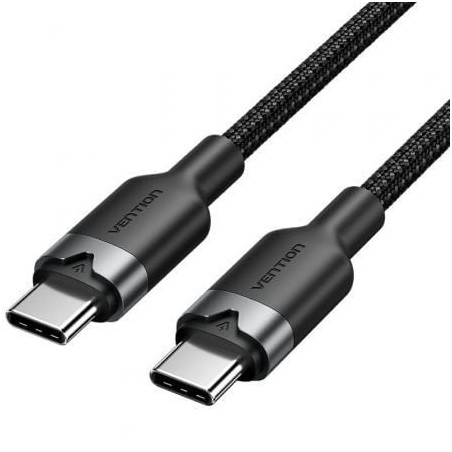 Cable USB 2.0 Tipo-C 3A Vention TRDBH- USB Tipo-C Macho - USB Tipo-C Macho- Hasta 60W- 480Mbps- 2m- Negro