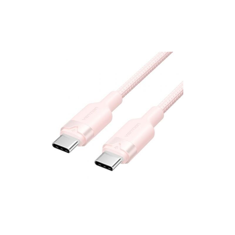 Cable USB 2.0 Tipo-C 3A Vention TRDPF- USB Tipo-C Macho - USB Tipo-C Macho- Hasta 60W- 480Mbps- 1m- Rosa