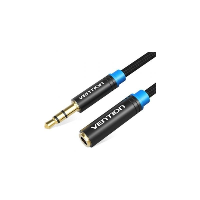 Cable Estéreo Vention VAB-B06-B150-M- Jack 3.5 Macho - Jack 3.5 Hembra- 1.5m- Negro