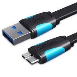Cable USB 3.0 Vention VAS-A12-B050- MicroUSB Macho - USB Macho- 10W- 5Gbps- 50cm- Azul y Negro