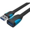 Cable Alargador USB 3.0 Vention VAS-A13-B200- USB Macho - USB Hembra- 5Gbps- 2m- Negro y Azul