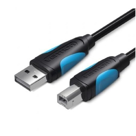 Cable USB 2.0 Impresora Vention VAS-A16-B500- USB Tipo-B Macho - USB Macho- 480Mbps- 5m- Negro
