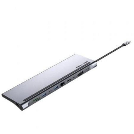 Docking USB Tipo-C Vention THTHC- 1xHDMI- 1xVGA- 3xUSB- 1xUSB Tipo-C- 1xUSB Tipo-C PD- 1xRJ45- 1xLector Tarjetas SD y MicroSD