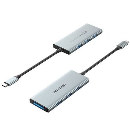 Docking USB Tipo-C Vention TOPHB- 1xHDMI- 3xUSB- 1xLector Tarjetas SD y MicroSD- Gris