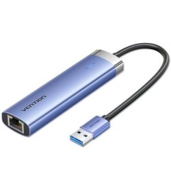 Hub USB 3.0 Vention TGFSB- 3xUSB- 1xRJ45- 1xUSB Tipo-C PD