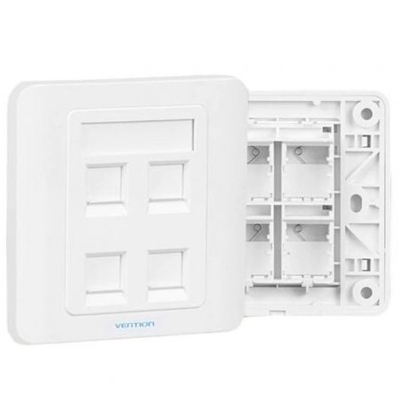 Placa de Pared Tipo 86 Vention IFCW0- 4 Puertos RJ45