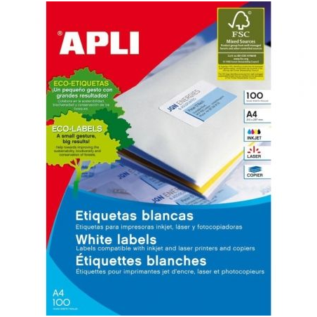 Etiquetas Adhesivas Apli 01294- 70 x 16.9mm- 100 Hojas