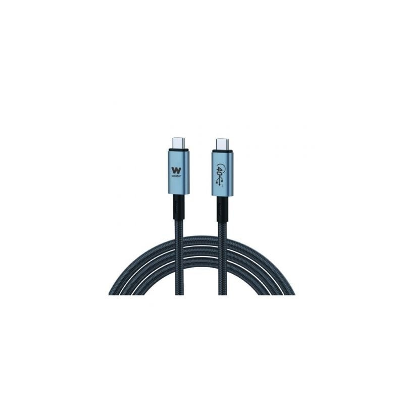 Cable USB 3.1 Tipo-C Woxter PE26-183- USB Tipo-C Macho - USB Tipo-C Macho- Hasta 240W- 40Gbps- 2m- Negro