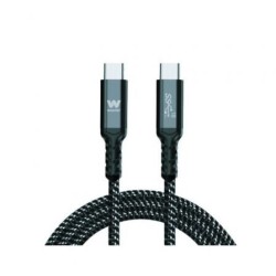 Cable USB 3.1 Tipo-C Woxter PE26-184- USB Tipo-C Macho - USB Tipo-C Macho- Hasta 100W- 10Gbps- 2m- Negro