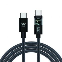 Cable USB 2.0 Tipo-C Woxter PE26-185- USB Tipo-C Macho - USB Tipo-C Macho- Hasta 60W- 480Mbps- 2m- Negro