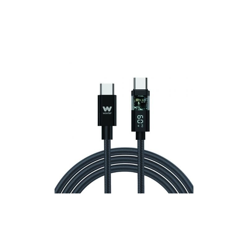 Cable USB 2.0 Tipo-C Woxter PE26-185- USB Tipo-C Macho - USB Tipo-C Macho- Hasta 60W- 480Mbps- 2m- Negro