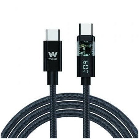 Cable USB 2.0 Tipo-C Woxter PE26-185- USB Tipo-C Macho - USB Tipo-C Macho- Hasta 60W- 480Mbps- 2m- Negro