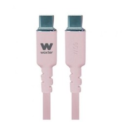 Cable USB 2.0 Tipo-C Woxter PE26-187- USB Tipo-C Macho - USB Tipo-C Macho- Hasta 60W- 480Mbps- 1.2m- Rosa