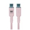 Cable USB 2.0 Tipo-C Woxter PE26-187- USB Tipo-C Macho - USB Tipo-C Macho- Hasta 60W- 480Mbps- 1.2m- Rosa