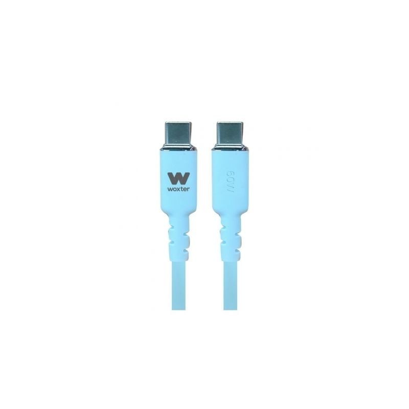 Cable USB 2.0 Tipo-C Woxter PE26-188- USB Tipo-C Macho - USB Tipo-C Macho- Hasta 60W- 480Mbps- 1.2m- Azul