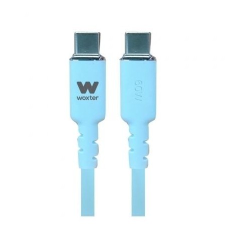 Cable USB 2.0 Tipo-C Woxter PE26-188- USB Tipo-C Macho - USB Tipo-C Macho- Hasta 60W- 480Mbps- 1.2m- Azul