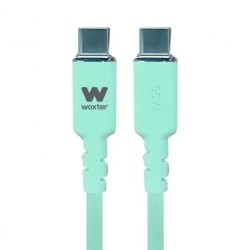 Cable USB 2.0 Tipo-C Woxter PE26-189- USB Tipo-C Macho - USB Tipo-C Macho- Hasta 60W- 480Mbps- 1.2m- Verde