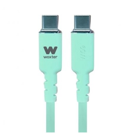 Cable USB 2.0 Tipo-C Woxter PE26-189- USB Tipo-C Macho - USB Tipo-C Macho- Hasta 60W- 480Mbps- 1.2m- Verde