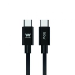 Cable USB 2.0 Tipo-C Woxter PE26-191- USB Tipo-C Macho - USB Tipo-C Macho- Hasta 100W- 480Mbps- 3m- Negro