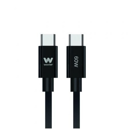 Cable USB 2.0 Tipo-C Woxter PE26-192- USB Tipo-C Macho - USB Tipo-C Macho- Hasta 60W- 480Mbps- 1.2m- Negro