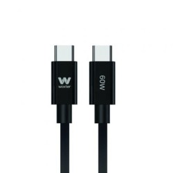 Cable USB 2.0 Tipo-C Woxter PE26-194- USB Tipo-C Macho - USB Tipo-C Macho- Hasta 60W- 480Mbps- 3m- Negro