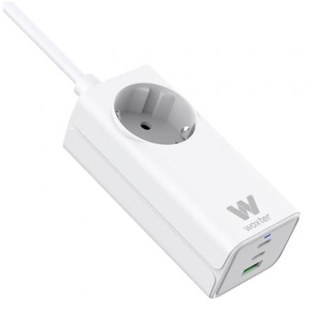 Regleta Woxter PE26-180- 1 Tomas de Corriente- 2 USB Tipo-C- 1 USB-A- Cable 1.5m- Blanco