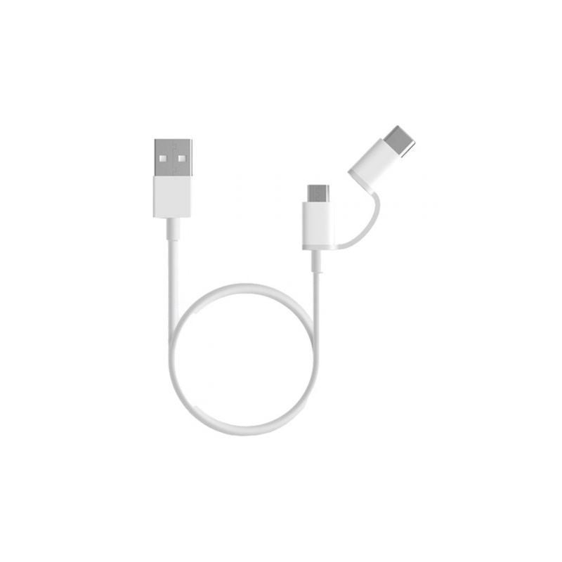 Cable USB 2.0 Xiaomi Mi 2-in-1 USB Cable SJV4082TY USB Macho - Micro USB Macho- USB Tipo-C Macho- 1m- Blanco