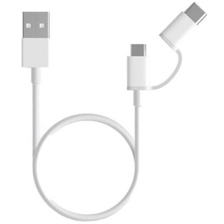 Cable USB 2.0 Xiaomi Mi 2-in-1 USB Cable SJV4082TY USB Macho - Micro USB Macho- USB Tipo-C Macho- 1m- Blanco