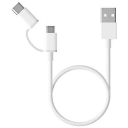 Cable USB 2.0 Xiaomi SJV4083TY- USB Macho - Micro USB Macho- USB Tipo-C Macho- 30cm- Blanco